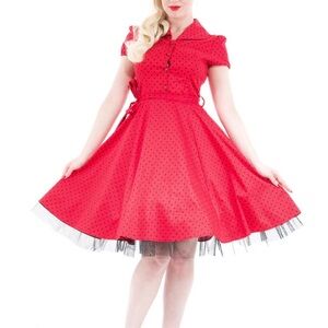 Red Polka Dot 50s Style Dress